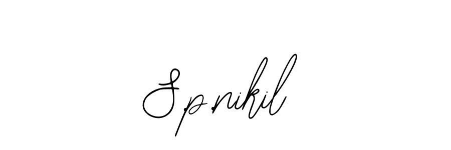 Use a signature maker to create a handwritten signature online. With this signature software, you can design (Bearetta-2O07w) your own signature for name S.p.nikil. S.p.nikil signature style 12 images and pictures png