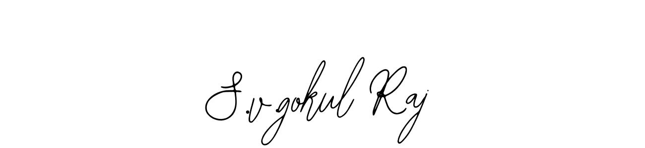 The best way (Bearetta-2O07w) to make a short signature is to pick only two or three words in your name. The name S.v.gokul Raj include a total of six letters. For converting this name. S.v.gokul Raj signature style 12 images and pictures png