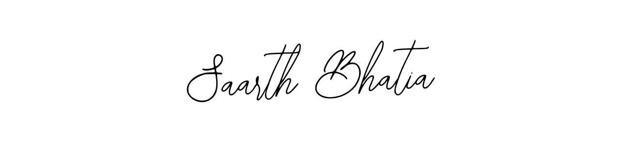 You should practise on your own different ways (Bearetta-2O07w) to write your name (Saarth Bhatia) in signature. don't let someone else do it for you. Saarth Bhatia signature style 12 images and pictures png