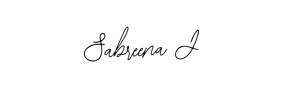 How to make Sabreena J name signature. Use Bearetta-2O07w style for creating short signs online. This is the latest handwritten sign. Sabreena J signature style 12 images and pictures png