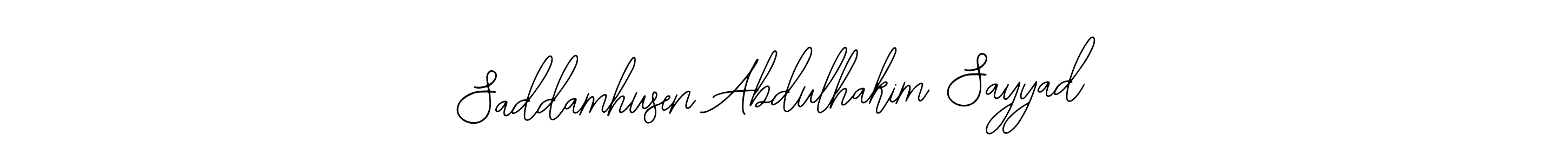 The best way (Bearetta-2O07w) to make a short signature is to pick only two or three words in your name. The name Saddamhusen Abdulhakim Sayyad include a total of six letters. For converting this name. Saddamhusen Abdulhakim Sayyad signature style 12 images and pictures png