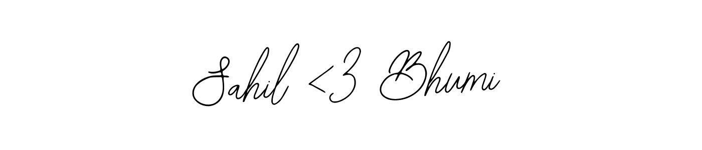 The best way (Bearetta-2O07w) to make a short signature is to pick only two or three words in your name. The name Sahil <3 Bhumi include a total of six letters. For converting this name. Sahil <3 Bhumi signature style 12 images and pictures png