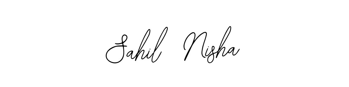 This is the best signature style for the Sahil  Nisha name. Also you like these signature font (Bearetta-2O07w). Mix name signature. Sahil  Nisha signature style 12 images and pictures png