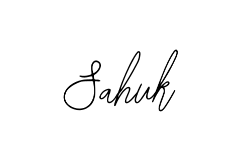 How to make Sahuk name signature. Use Bearetta-2O07w style for creating short signs online. This is the latest handwritten sign. Sahuk signature style 12 images and pictures png