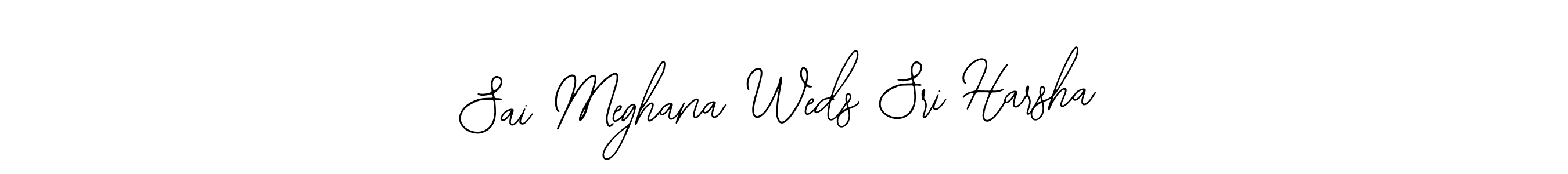 Bearetta-2O07w is a professional signature style that is perfect for those who want to add a touch of class to their signature. It is also a great choice for those who want to make their signature more unique. Get Sai Meghana Weds Sri Harsha name to fancy signature for free. Sai Meghana Weds Sri Harsha signature style 12 images and pictures png