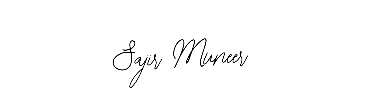The best way (Bearetta-2O07w) to make a short signature is to pick only two or three words in your name. The name Sajir Muneer include a total of six letters. For converting this name. Sajir Muneer signature style 12 images and pictures png