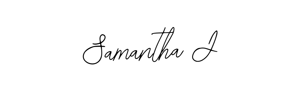 How to make Samantha J name signature. Use Bearetta-2O07w style for creating short signs online. This is the latest handwritten sign. Samantha J signature style 12 images and pictures png