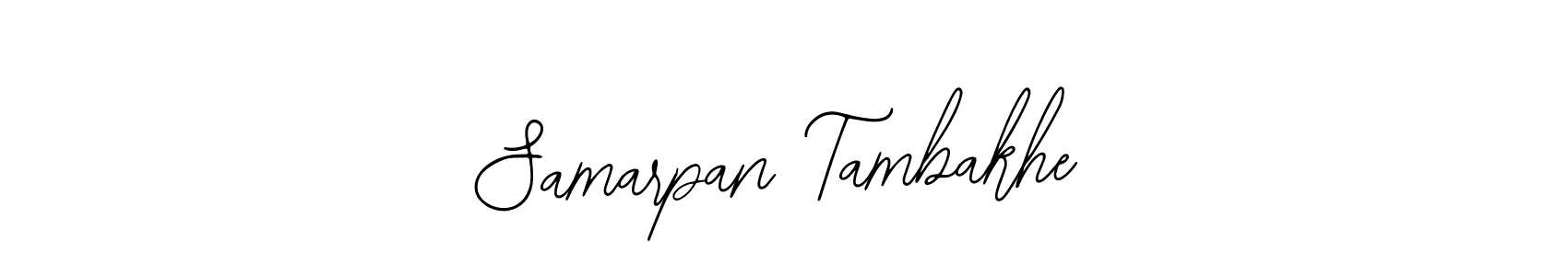 The best way (Bearetta-2O07w) to make a short signature is to pick only two or three words in your name. The name Samarpan Tambakhe include a total of six letters. For converting this name. Samarpan Tambakhe signature style 12 images and pictures png