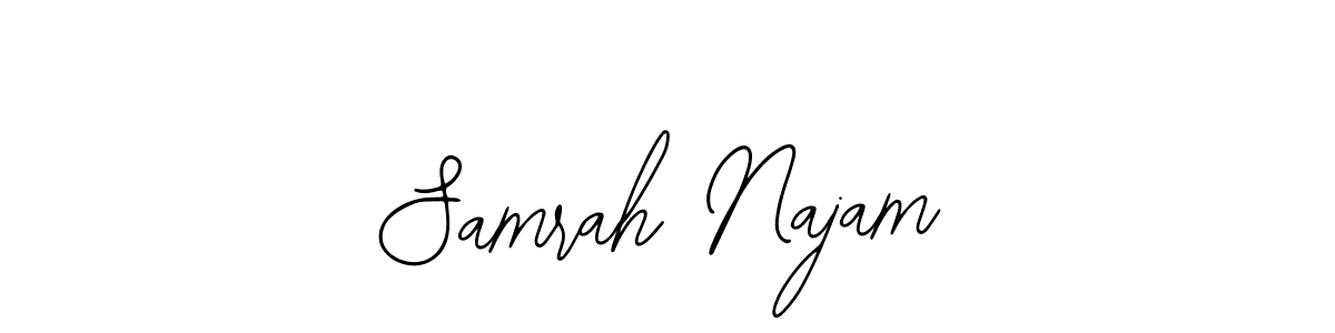 Also You can easily find your signature by using the search form. We will create Samrah Najam name handwritten signature images for you free of cost using Bearetta-2O07w sign style. Samrah Najam signature style 12 images and pictures png
