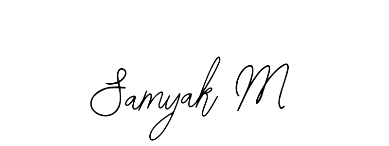 The best way (Bearetta-2O07w) to make a short signature is to pick only two or three words in your name. The name Samyak M include a total of six letters. For converting this name. Samyak M signature style 12 images and pictures png