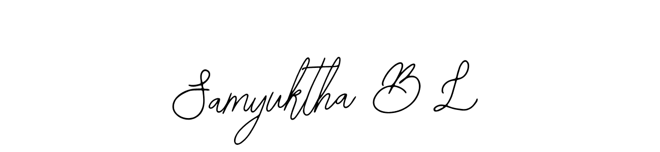 You can use this online signature creator to create a handwritten signature for the name Samyuktha B L. This is the best online autograph maker. Samyuktha B L signature style 12 images and pictures png