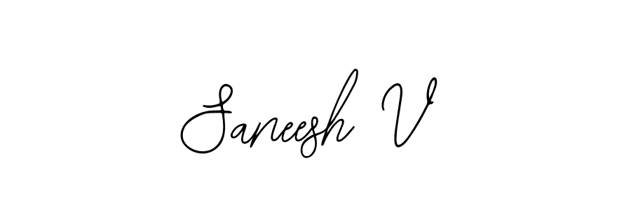How to make Saneesh V name signature. Use Bearetta-2O07w style for creating short signs online. This is the latest handwritten sign. Saneesh V signature style 12 images and pictures png