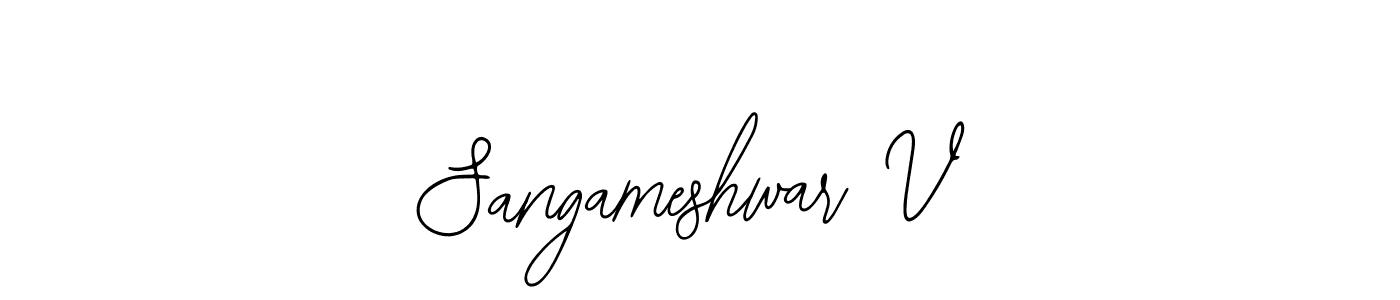 How to make Sangameshwar V name signature. Use Bearetta-2O07w style for creating short signs online. This is the latest handwritten sign. Sangameshwar V signature style 12 images and pictures png