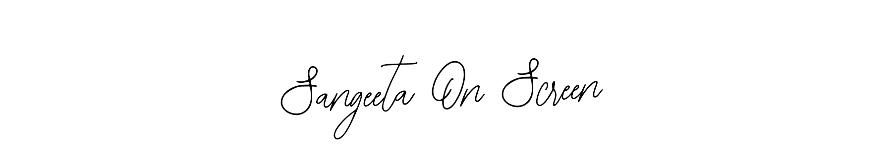 Similarly Bearetta-2O07w is the best handwritten signature design. Signature creator online .You can use it as an online autograph creator for name Sangeeta On Screen. Sangeeta On Screen signature style 12 images and pictures png