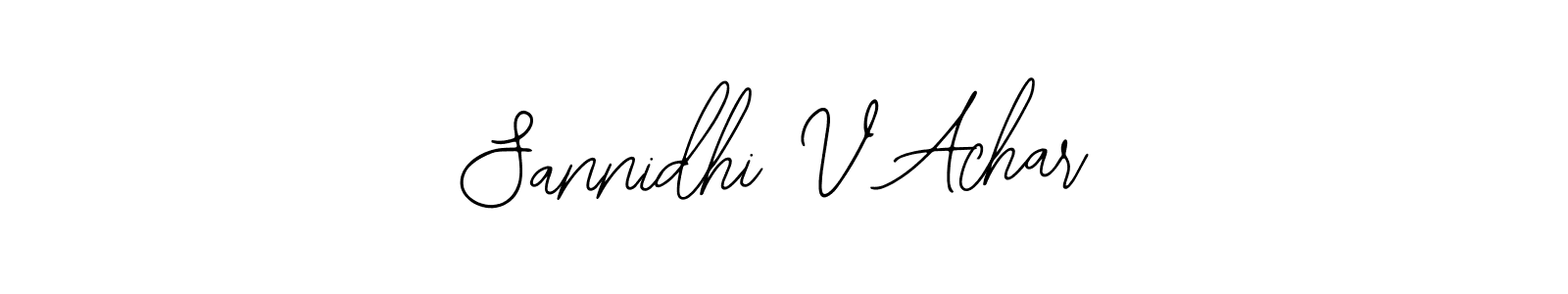 Also You can easily find your signature by using the search form. We will create Sannidhi V Achar name handwritten signature images for you free of cost using Bearetta-2O07w sign style. Sannidhi V Achar signature style 12 images and pictures png