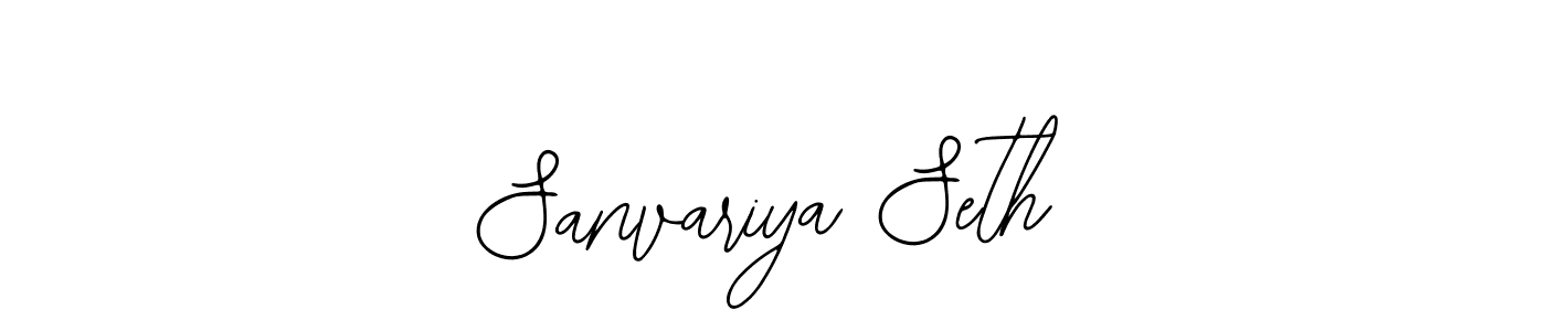 You should practise on your own different ways (Bearetta-2O07w) to write your name (Sanvariya Seth) in signature. don't let someone else do it for you. Sanvariya Seth signature style 12 images and pictures png
