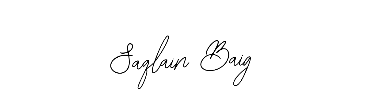 You should practise on your own different ways (Bearetta-2O07w) to write your name (Saqlain Baig) in signature. don't let someone else do it for you. Saqlain Baig signature style 12 images and pictures png