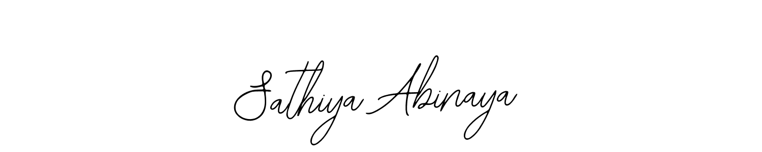 How to make Sathiya Abinaya name signature. Use Bearetta-2O07w style for creating short signs online. This is the latest handwritten sign. Sathiya Abinaya signature style 12 images and pictures png
