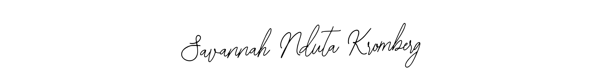 Also You can easily find your signature by using the search form. We will create Savannah Nduta Kromberg name handwritten signature images for you free of cost using Bearetta-2O07w sign style. Savannah Nduta Kromberg signature style 12 images and pictures png