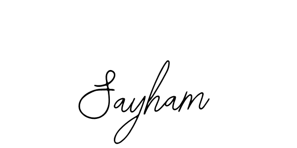 How to make Sayham name signature. Use Bearetta-2O07w style for creating short signs online. This is the latest handwritten sign. Sayham signature style 12 images and pictures png