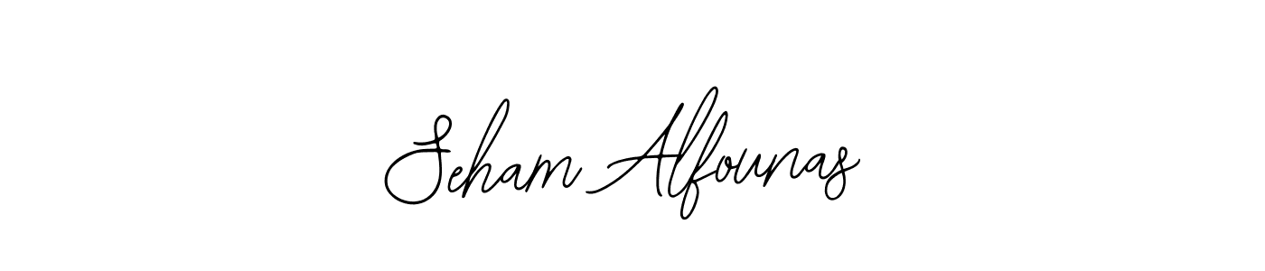 You should practise on your own different ways (Bearetta-2O07w) to write your name (Seham Alfounas) in signature. don't let someone else do it for you. Seham Alfounas signature style 12 images and pictures png
