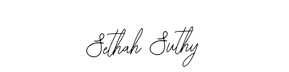 The best way (Bearetta-2O07w) to make a short signature is to pick only two or three words in your name. The name Sethah Suthy include a total of six letters. For converting this name. Sethah Suthy signature style 12 images and pictures png