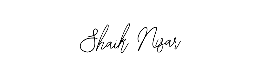 The best way (Bearetta-2O07w) to make a short signature is to pick only two or three words in your name. The name Shaik Nisar include a total of six letters. For converting this name. Shaik Nisar signature style 12 images and pictures png