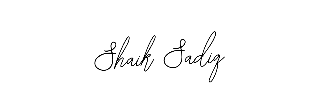 The best way (Bearetta-2O07w) to make a short signature is to pick only two or three words in your name. The name Shaik Sadiq include a total of six letters. For converting this name. Shaik Sadiq signature style 12 images and pictures png