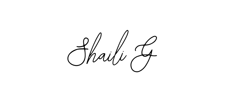 if you are searching for the best signature style for your name Shaili G. so please give up your signature search. here we have designed multiple signature styles  using Bearetta-2O07w. Shaili G signature style 12 images and pictures png