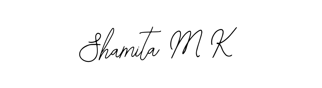 You should practise on your own different ways (Bearetta-2O07w) to write your name (Shamita M K) in signature. don't let someone else do it for you. Shamita M K signature style 12 images and pictures png