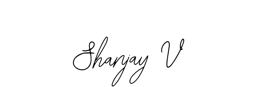 How to make Shanjay V name signature. Use Bearetta-2O07w style for creating short signs online. This is the latest handwritten sign. Shanjay V signature style 12 images and pictures png