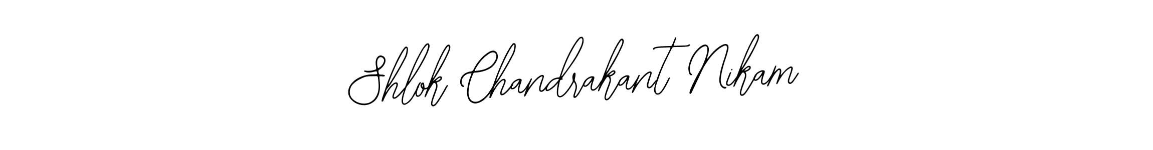 The best way (Bearetta-2O07w) to make a short signature is to pick only two or three words in your name. The name Shlok Chandrakant Nikam include a total of six letters. For converting this name. Shlok Chandrakant Nikam signature style 12 images and pictures png