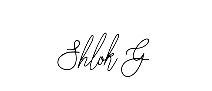 How to make Shlok G name signature. Use Bearetta-2O07w style for creating short signs online. This is the latest handwritten sign. Shlok G signature style 12 images and pictures png