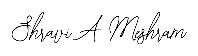 Discover how Shravi A Meshram looks in an executive cursive font (Bearetta-2O07w). Perfect for legal documents, invoices, and certificates. Shravi A Meshram signature style 12 images and pictures png
