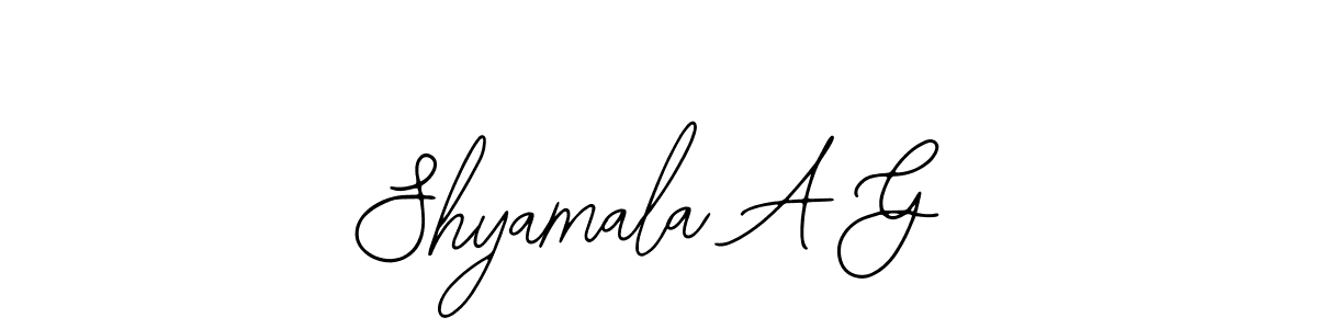 This is the best signature style for the Shyamala A G name. Also you like these signature font (Bearetta-2O07w). Mix name signature. Shyamala A G signature style 12 images and pictures png