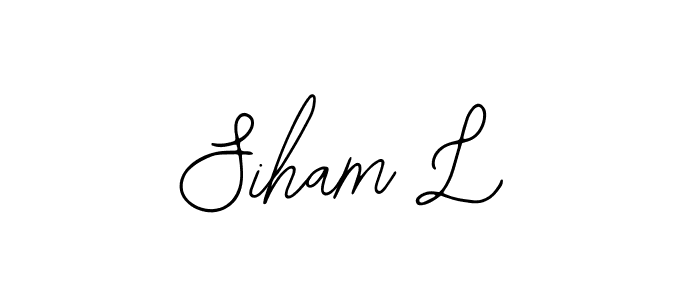 This is the best signature style for the Siham L name. Also you like these signature font (Bearetta-2O07w). Mix name signature. Siham L signature style 12 images and pictures png
