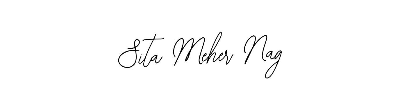 The best way (Bearetta-2O07w) to make a short signature is to pick only two or three words in your name. The name Sita Meher Nag include a total of six letters. For converting this name. Sita Meher Nag signature style 12 images and pictures png