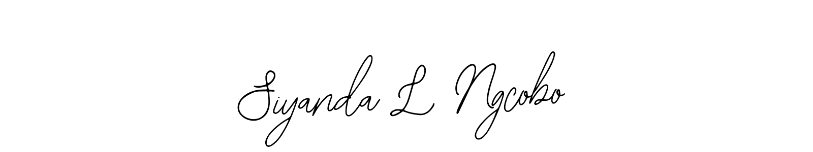 You should practise on your own different ways (Bearetta-2O07w) to write your name (Siyanda L Ngcobo) in signature. don't let someone else do it for you. Siyanda L Ngcobo signature style 12 images and pictures png