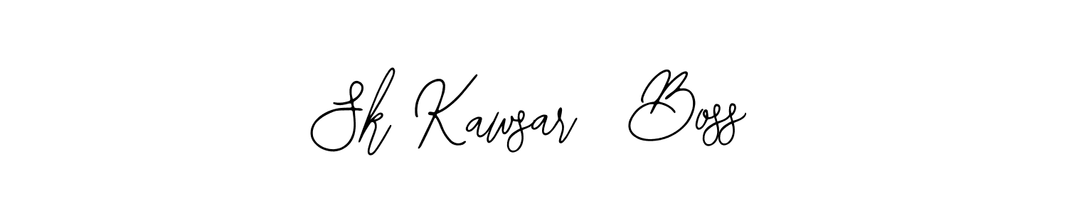 The best way (Bearetta-2O07w) to make a short signature is to pick only two or three words in your name. The name Sk Kawsar  Boss include a total of six letters. For converting this name. Sk Kawsar  Boss signature style 12 images and pictures png