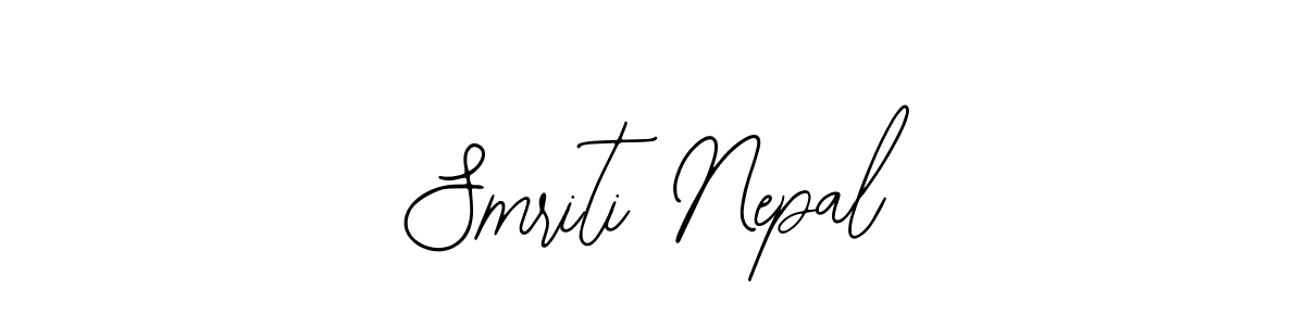Also You can easily find your signature by using the search form. We will create Smriti Nepal name handwritten signature images for you free of cost using Bearetta-2O07w sign style. Smriti Nepal signature style 12 images and pictures png