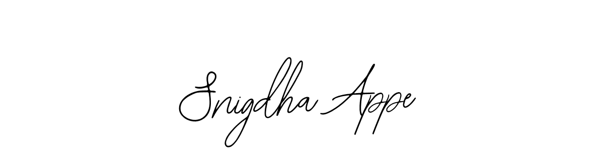 The best way (Bearetta-2O07w) to make a short signature is to pick only two or three words in your name. The name Snigdha Appe include a total of six letters. For converting this name. Snigdha Appe signature style 12 images and pictures png