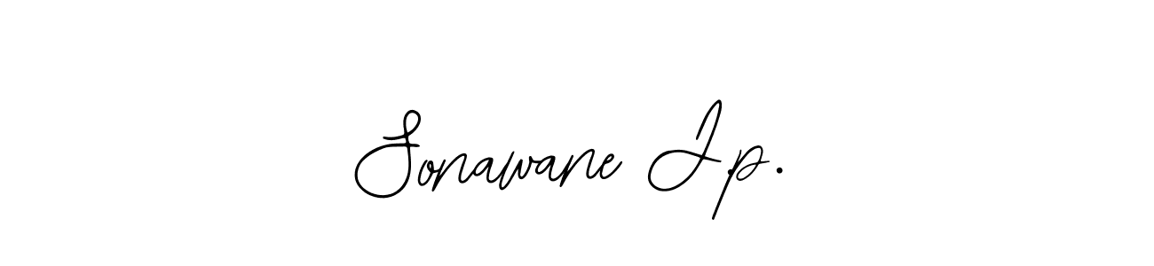 The best way (Bearetta-2O07w) to make a short signature is to pick only two or three words in your name. The name Sonawane J.p. include a total of six letters. For converting this name. Sonawane J.p. signature style 12 images and pictures png