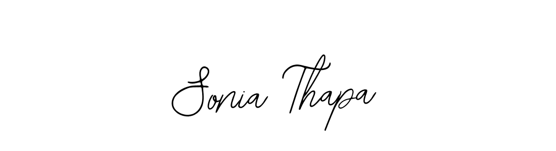 The best way (Bearetta-2O07w) to make a short signature is to pick only two or three words in your name. The name Sonia Thapa include a total of six letters. For converting this name. Sonia Thapa signature style 12 images and pictures png