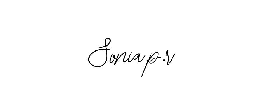 You should practise on your own different ways (Bearetta-2O07w) to write your name (Sonia.p.r) in signature. don't let someone else do it for you. Sonia.p.r signature style 12 images and pictures png