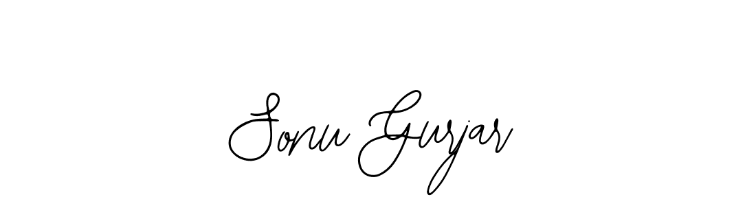 Bearetta-2O07w is a professional signature style that is perfect for those who want to add a touch of class to their signature. It is also a great choice for those who want to make their signature more unique. Get Sonu Gurjar name to fancy signature for free. Sonu Gurjar signature style 12 images and pictures png