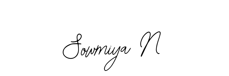 How to make Sowmiya N name signature. Use Bearetta-2O07w style for creating short signs online. This is the latest handwritten sign. Sowmiya N signature style 12 images and pictures png