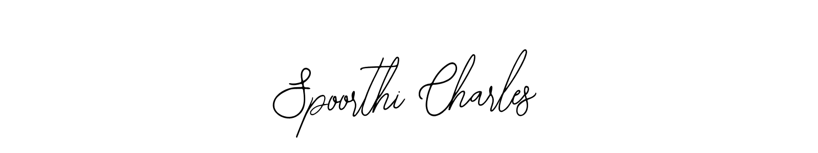 The best way (Bearetta-2O07w) to make a short signature is to pick only two or three words in your name. The name Spoorthi Charles include a total of six letters. For converting this name. Spoorthi Charles signature style 12 images and pictures png