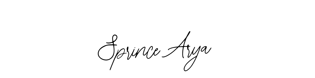 Use a signature maker to create a handwritten signature online. With this signature software, you can design (Bearetta-2O07w) your own signature for name Sprince Arya. Sprince Arya signature style 12 images and pictures png