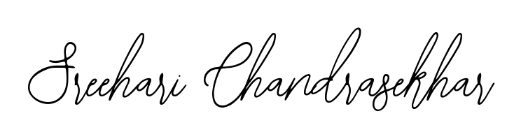 The Bearetta-2O07w typeface gives name Sreehari Chandrasekhar a refined look. Suitable for certificates, diplomas, and official verification. Sreehari Chandrasekhar signature style 12 images and pictures png