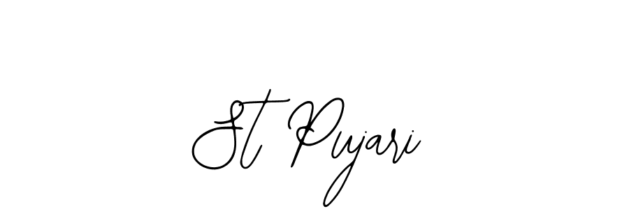 if you are searching for the best signature style for your name St Pujari. so please give up your signature search. here we have designed multiple signature styles  using Bearetta-2O07w. St Pujari signature style 12 images and pictures png